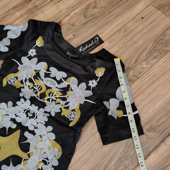 Rachael G. Black Floral Summer Dress with Short Sleeves, Sizes M and S - Picture 7 of 13